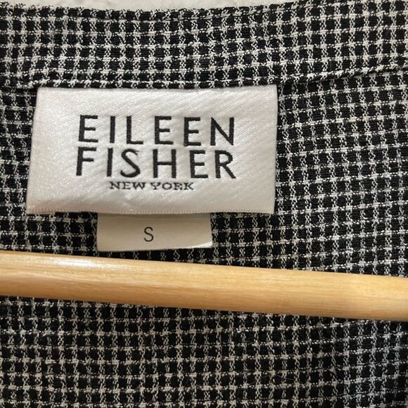 Eileen Fisher Houndstooth Black and White Blouse Size Small - Picture 5 of 8